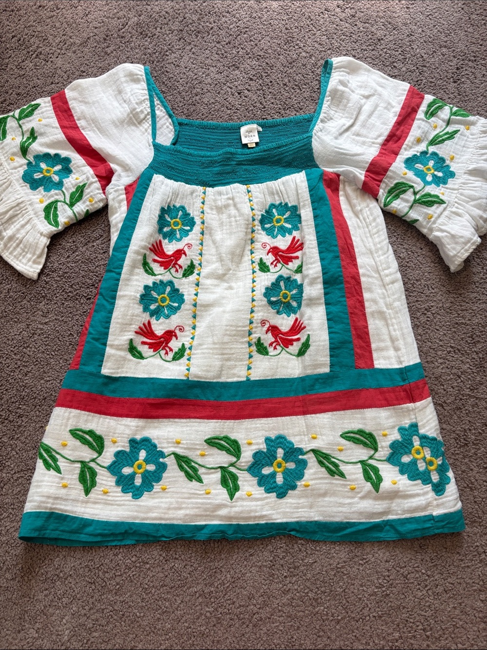 100% Cotton Embroidered Peasant Top